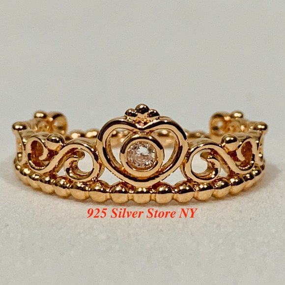 Pandora Rose Gold Princess Tiara Crown Ring 180880CZ - Picture 1 of 5